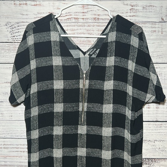 Madewell Zip Front Black Buffalo Plaid Check Sheath Dress Small - Picture 7 of 16